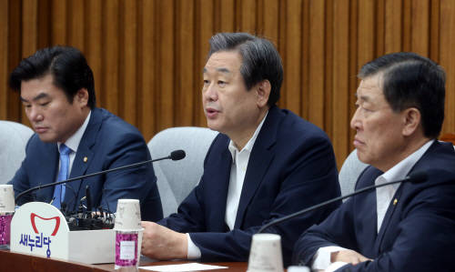 4일 오전 국회에서 열린 새누리당 주요당직자회의에서 김무성 대표가 모두발언하고 있다. 