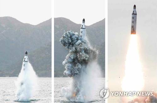 북한 SLBM 발사 장면[사진=연합뉴스] 