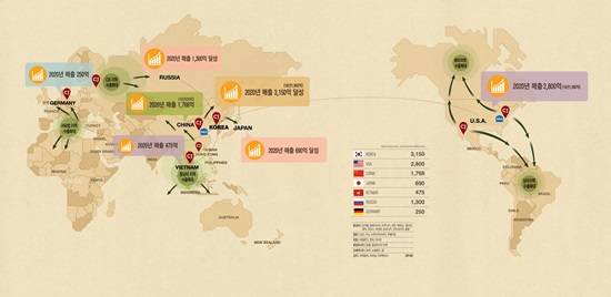비비고 만두의 글로벌 비젼을 담은 세계지도. <사진=CJ제일제당 제공> 