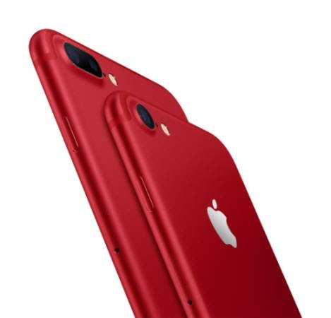  애플의 ‘아이폰(iPhone)7’ 및 ‘아이폰7 플러스(iPhone 7 Plus)(PRODUCT) 레드 스페셜 에디션(RED Special Edition)’.<사진=LG유플러스 제공> 