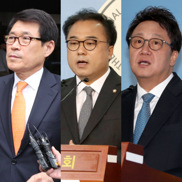 왼쪽부터 자유한국당 이군현, 권석창, 더불어민주당 민병두 의원. <사진=연합뉴스> 