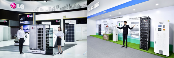 삼성전자와 LG전자가 10월 2일부터 5일까지 일산 킨텍스에서 열리는 ‘2018 대한민국 에너지대전(Korea Energy Show 2018)’에 참가해 에너지 효율을 극대화한 공조 제품과 에너지 절약 솔루션을 선보인다.  <사진=각 사 제공>