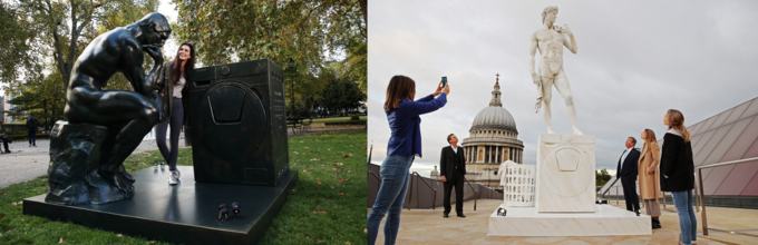 삼성전자가 지난 3일부터 8일까지 영국 런던에서 '퀵드라이브' 세탁기와 예술 작품을 활용한 이색 캠페인을 진행했다. <사진=삼성전자 제공>