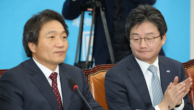바른정당 시절 유승민 의원(오른쪽)과 이학재 의원 <사진=연합뉴스>