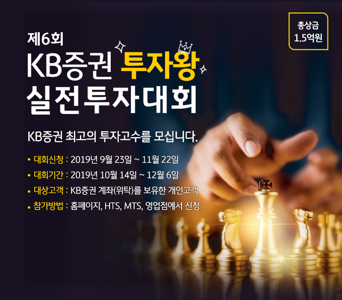 KB 증권은 '제6회 KB증권 투자왕 실전투자대회를' 오는 10월 14일부터 12월 6일까지 개최한다. <사진=KB증권>