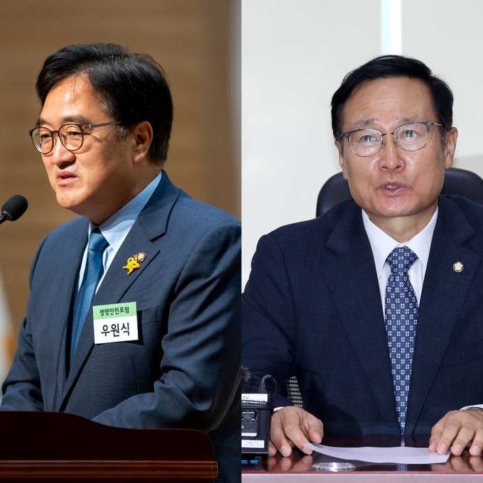 전당대회 출마를 포기한 우원식 의원과 홍영표 의원 <사진=연합뉴스>