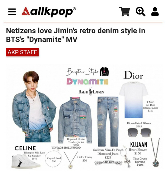 Netizens love Jimin's retro denim style in BTS's Dynamite MV