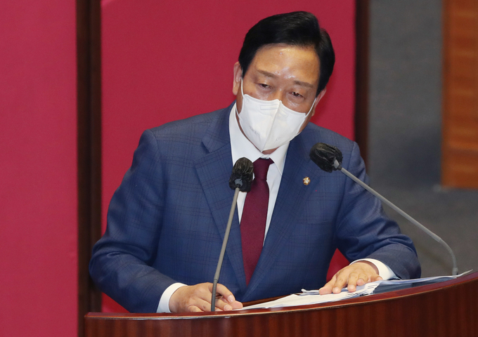 김선교 국민의힘 의원이 20일 대정부질문에서 정부의 후쿠시마 오염수 방류 사태 대응이 미흡했다고 지적했다. <사진=연합뉴스>