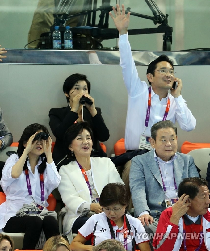 삼성 일가가 평창 동계 올림픽을 관람하고 있다. <사진=연합뉴스>
