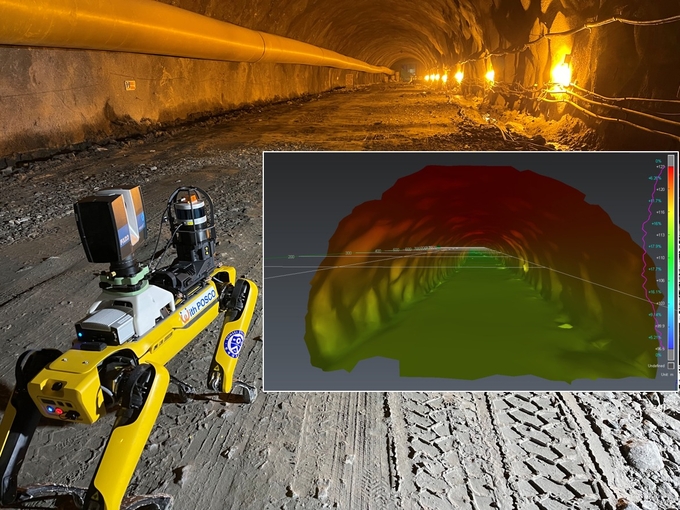 포스코건설은 13일 국내 최초로 ‘포천~화도 고속도로 4공구’ 터널공사에 고성능 측정장비를 탑재한 자율보행 로봇을 적용해 시공 안전 · 품질 관리에 나서고 있다고 밝혔다. <사진=포스코건설>