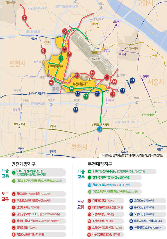  국토부는 인천 계양신도시에서 S-BRT 간선급행버스체계 중심 교통 체계를 구상하고 있다. <그림=국토교통부>
