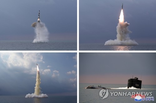 북한은 지난 19일 ‘8.24영웅함’에서 신형SLBM을 시험발사했다고 조선중앙TV가 20일 보도했다.[사진=연합뉴스, 조선중앙통신]