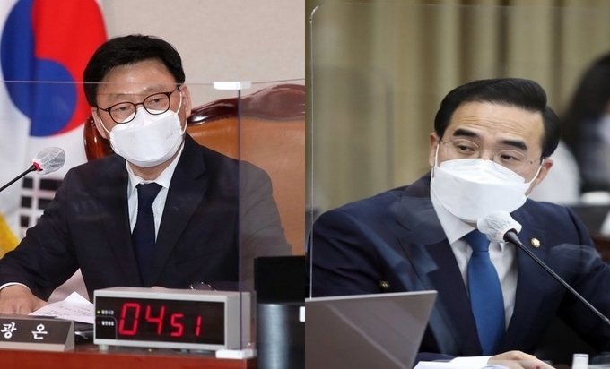 더불어민주당 21대 국회 제3기 원내대표로 이낙연계 박광온 의원과 이재명계 박홍근 의원이 양강구도를 이루고 있다.