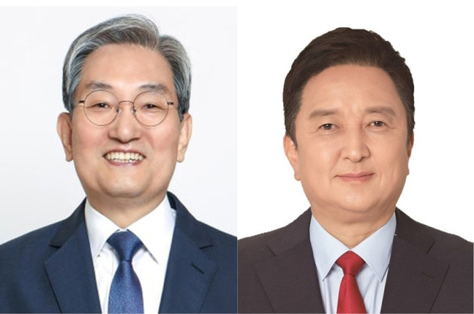 국민의힘 김영환 후보(오른쪽), 더불어민주당 노영민 후보(왼쪽)