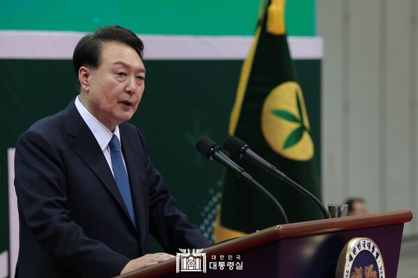 12일 윤석열 대통령은 2023 전국새마을지도자대회 '청년의 약속 선포식'에 참석했다 [사진=대통령실]