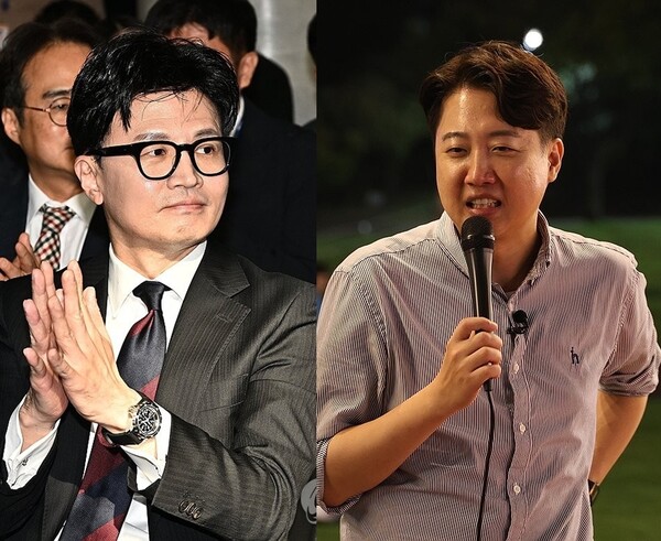 친윤계 한동훈 법무부 장관과 비윤계 이준석 전 국민의힘 대표가 최근 전국을 누비며 '세 과시'를 하고 있다 [사진=연합뉴스]