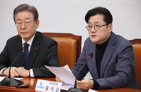 더불어민주당 홍익표 원내대표가 22일 국회에서 열린 최고위원회의에서 발언하고 있다.[사진=연합뉴스]