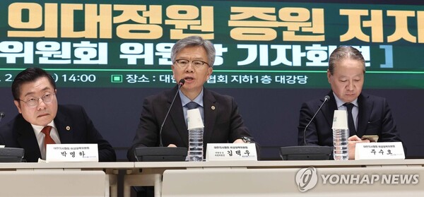 발언하는 김택우 의협 비대위원장 [사진=연합뉴스]