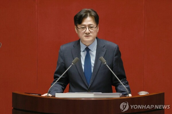 더불어민주당 홍익표 원내대표가 20일 국회 본회의에서 교섭단체 대표 연설을 하고 있다. [사진=연합뉴스]