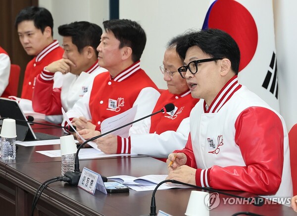 국민의힘 한동훈 비상대책위원장 겸 총괄 선거대책위원장이 지난 18일 오전 서울 여의도 중앙당사에서 열린 중앙선거대책위원회의에서 발언하고 있다. 2024.3.18 [사진=연합뉴스]