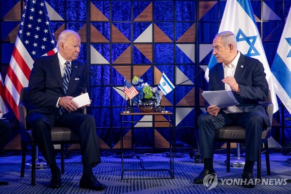 바이든 미국 대통령은 최근 네타냐후 이스라엘 총리에게 다음주까지 라파 공격에 관한 대안을 마련해 대표단을 워싱턴에 보낼 것을 요구했다 [사진=신화통신=연합뉴스]