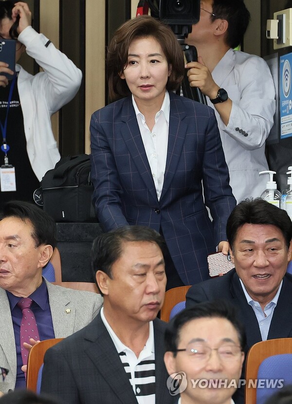 국민의힘 나경원 당선인이 지난달 29일 국회에서 열린 제22대 국회의원 당선자 총회에 참석하고 있다. 2024.4.29 [사진=연합뉴스]