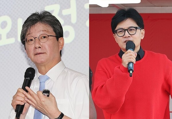 국민의힘 전당대회를 앞두고 당 대표 선호도 조사 결과 유승민 전 의원과 한동훈 전 비상대책위원장이 각각 29%와 27%를 얻었다 [사진=연합뉴스]