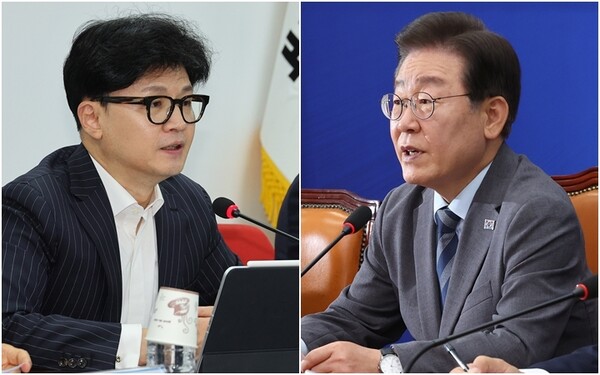 한동훈 대표와 이재명 대표가 다시 만났다 [사진=연합뉴스]