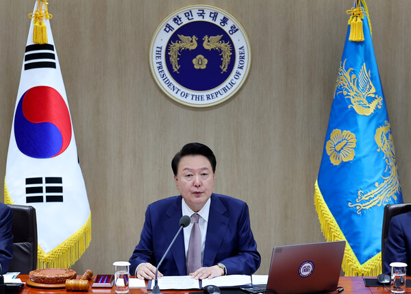 윤석열 대통령이 24일 서울 용산 대통령실 청사에서 열린 국무회의에서 발언하고 있다. 2024.9.24 [대통령실통신사진기자단] 