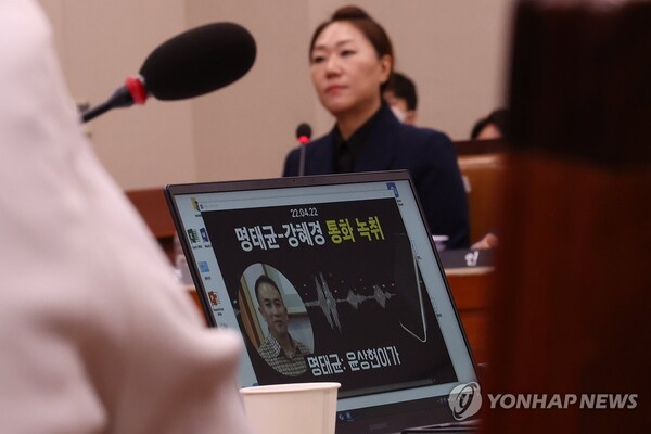 국감 출석한 강혜경 씨 [사진=연합뉴스]
