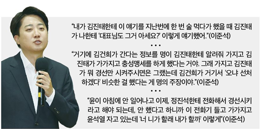 이준석 의원 인터뷰 발언 요지.[사진=뉴스토마토 기사 페이지 캡쳐]