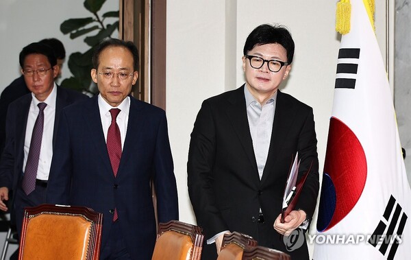 한동훈 대표와 추경호 원내대표 [사진=연합뉴스]