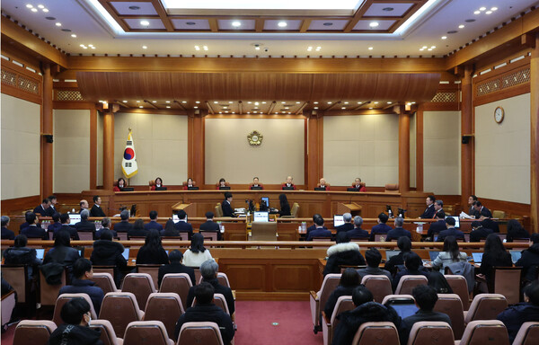 6일 서울 종로구 헌법재판소에서 윤석열 대통령 탄핵심판 6차 변론이 열리고 있다. 2025.2.6 [사진공동취재단] [사진=연합뉴스]