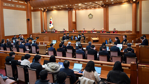 13일 서울 종로구 헌법재판소에서 윤석열 대통령 탄핵심판 8차 변론이 열리고 있다. 2025.2.13 [사진공동취재단] [사진=연합뉴스]