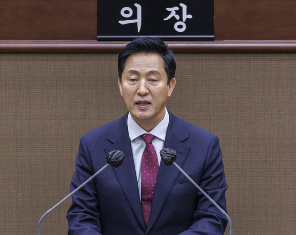 오세훈 서울시장이 18일 서울시의회에서 열린 제328회 임시회에 참석해 2025년도 업무보고를 하고 있다. 2025.2.18 [사진=연합뉴스]