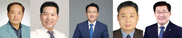 4·2 재·보궐선거 더불어민주당 담양군수 예비후보들. 왼쪽부터 김용주,김정오, 김종진, 이재종,최화삼 예비후보.