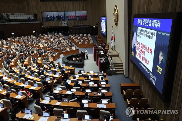 야당 주도의 '명태균 특검법'이 27일 국회 본회의를 통과했다 [사진=연합뉴스]