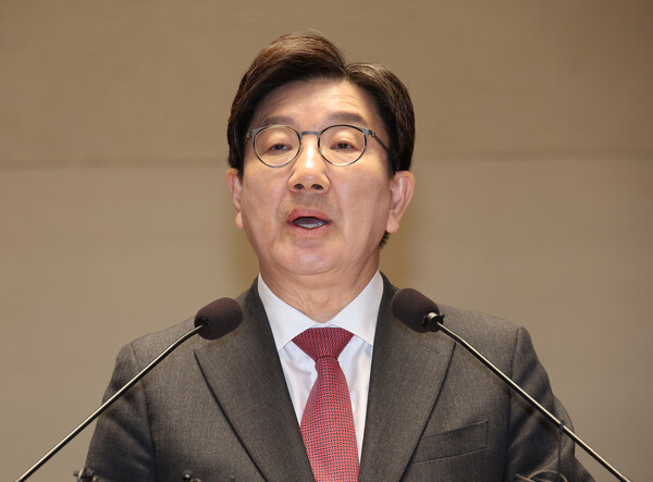 권성동 국민의힘 원내대표는 15일 한덕수 권한대행이 국민의힘 대선 경선에 참여하지 않는다고 밝혔다. [사진=연합뉴스]