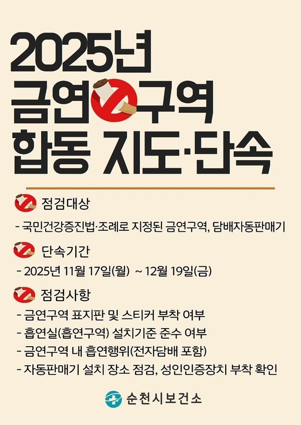 ▲ 순천시 금연환경 조성을 위한 금연구역 합동 점검 실시