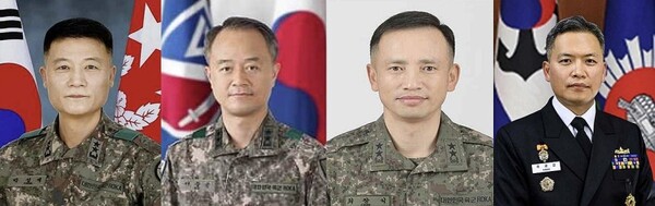왼쪽부터 박성제 특수전사령관, 어창준 수도방위사령관, 최장식 육군참모차장, 곽광섭 해군참모차장. 2025.11.13 [사진=국방부]