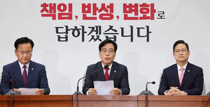 <b>송언석</b> "김용태 5대 개혁안 혁신위서 논의…변화 거부하면 멸종"