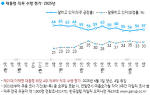 李대통령 지지율 57%, 2주째 상승…호재 반영